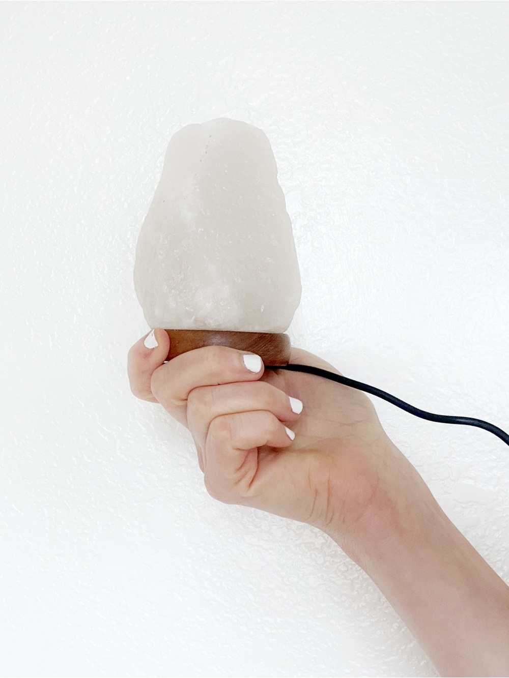 Mini White Himalayan Salt Lamp Light Wooden Base Color Changing Nightlight USB